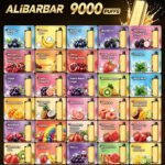Complete flavor menu of Alibarbar 9000 puffs golden disposable vape, total 28 fruit flavours including watermelon ice, mango magic, grape ice, cool mint and berry series, bulk wholesale supply for Australian vape shops, adult only product, minors prohibited
