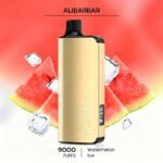 Golden Alibarbar 9000 puffs disposable vape with digital power display, fresh icy watermelon flavour, premium portable vapes supplied to Australian adult customers
