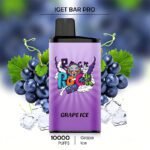 IGET Bar Pro 10000 puffs disposable vape in Grape Ice flavour, punk rock skull graffiti artwork, icy fresh grape vapor, premium IGET disposable vapes sold across Australia