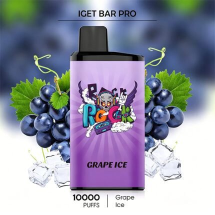 IGET Bar Pro 10000 puffs disposable vape in Grape Ice flavour, punk rock skull graffiti artwork, icy fresh grape vapor, premium IGET disposable vapes sold across Australia