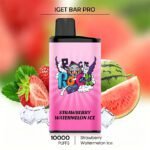 IGET Bar Pro 10000 puffs disposable vape Strawberry Watermelon Ice flavour, iconic rock cartoon skull print, mixed sweet berry & watermelon icy taste, authentic IGET vapes for Australian adult users